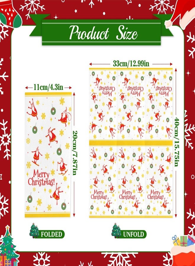 Bribay 200 Pcs Christmas Napkins Paper Towels Disposable Guest Hand Towels 3 Ply, Red Santa Claus Xmas Decorative Paper Napkins for Bathroom Holiday Cocktail Dinner Party Decor - Image 2